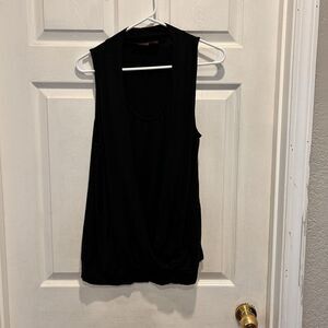 The Limited Stretch Top Women’s Large Draped Neckline Black Cap Sleeve‎